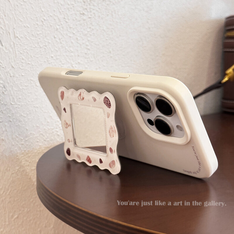 French Mirror Stand Cheese White iPhone Case-5