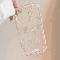 Cute Pink Tulip Bouquet Clear iPhone Case - Image 2