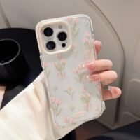Cute Pink Tulip Bouquet Clear iPhone Case - Image 4