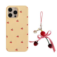 Ins Cream Yellow Cherry Lanyard iPhone Case