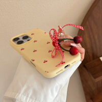 Ins Cream Yellow Cherry Lanyard iPhone Case - Image 6