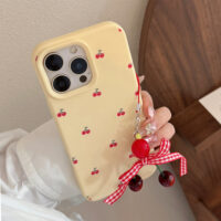Ins Cream Yellow Cherry Lanyard iPhone Case - Image 2