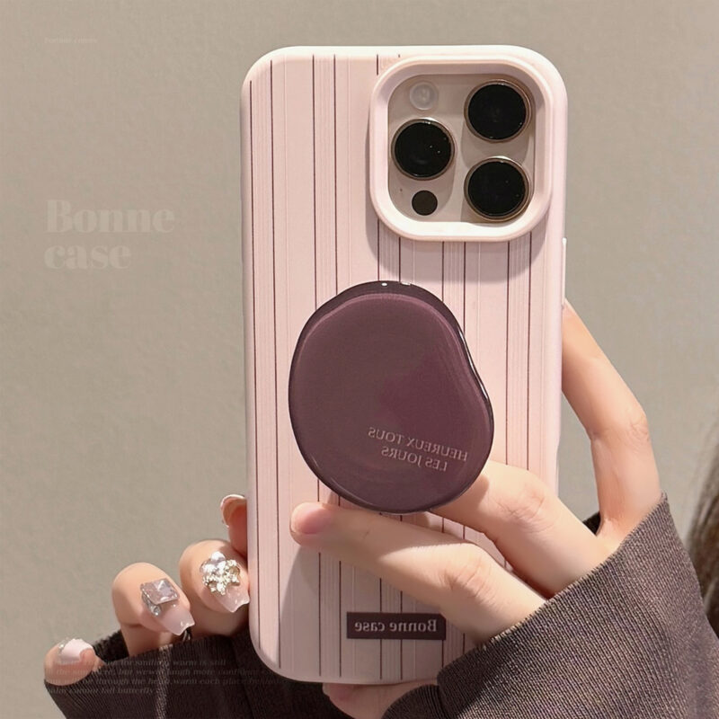 Pink Brown Stripes Coffee Bean Stand iPhone Case-1