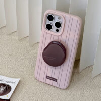 Pink Brown Stripes Coffee Bean Stand iPhone Case - Image 6
