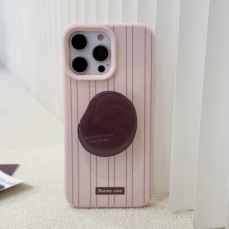 Pink Brown Stripes Coffee Bean Stand iPhone Case-12