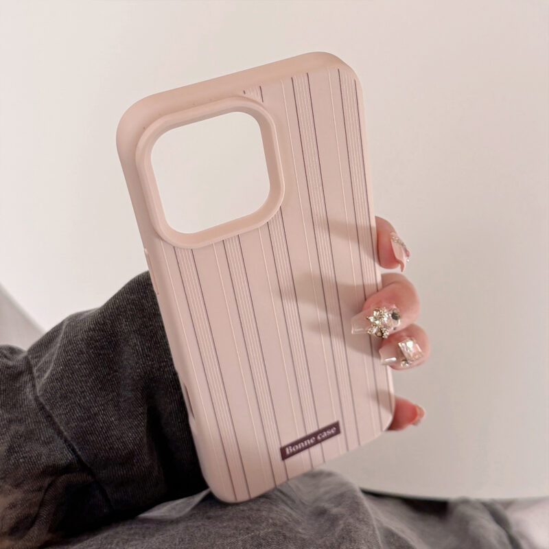 Pink Brown Stripes Coffee Bean Stand iPhone Case-3