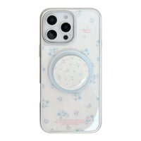 Silver Edged Blue Floral Magnetic Stand iPhone Case