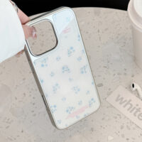 Silver Edged Blue Floral Magnetic Stand iPhone Case - Image 5