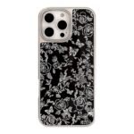 Silver Edged Line Art Rose Butterfly iPhone Case