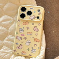 Honey Cats Lemon Yellow iPhone Case - Image 6