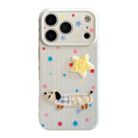 3D Plush Star Puppy Kitty Striped Soft iPhone Case - Image 2