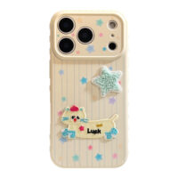 3D Plush Star Puppy Kitty Striped Soft iPhone Case - Image 3