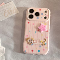 3D Plush Star Puppy Kitty Striped Soft iPhone Case - Image 6