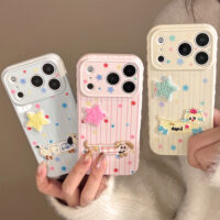 3D Plush Star Puppy Kitty Striped Soft iPhone Case - Image 4