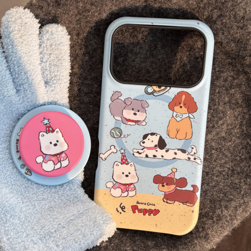 Cartoon Puppy Party Magnetic Stand iPhone Case-9