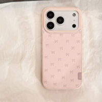 Korean Pink Lambskin Bows Pattern iPhone Case - Image 5