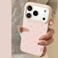 Korean Pink Lambskin Bows Pattern iPhone Case - Image 2