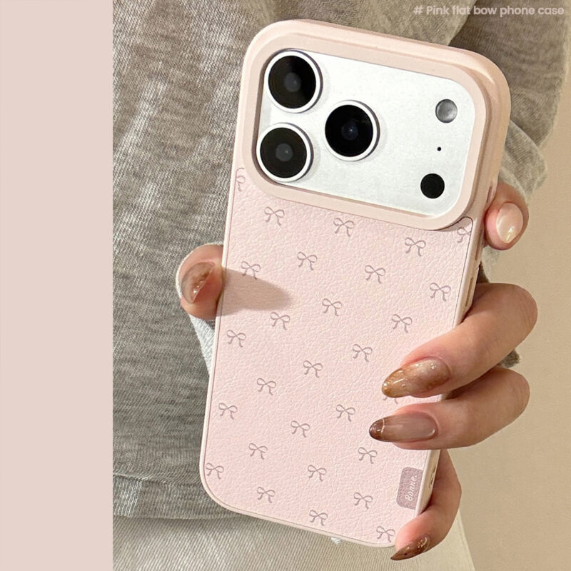 Korean Lambskin Bow Pattern iPhone Case-2