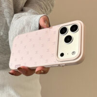 Korean Pink Lambskin Bows Pattern iPhone Case - Image 4