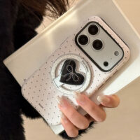 Korean Pearl Bow Magnetic Stand iPhone Case - Image 3
