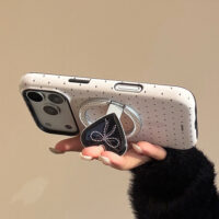 Korean Pearl Bow Magnetic Stand iPhone Case - Image 4