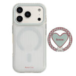 Light Blue Stripes Heart Stand iPhone Case