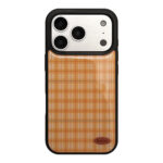 Orange Plaid Glossy iPhone Case