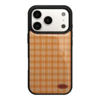 Orange Plaid Glossy iPhone Case