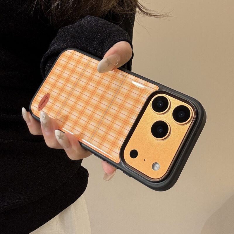 Orange Plaid Glossy iPhone Case-10