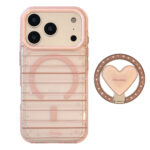Pink Brown Stripes Heart Stand iPhone Case