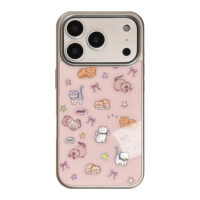 Silver Edge Cute Cats Stars Bows iPhone Case
