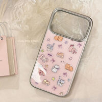 Silver Edge Cute Cats Stars Bows iPhone Case - Image 3