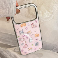 Silver Edge Cute Cats Stars Bows iPhone Case - Image 5