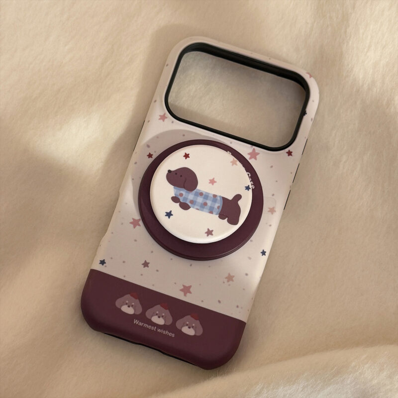 Vintage Starry Chocolate Doggy Stand iPhone Case-10