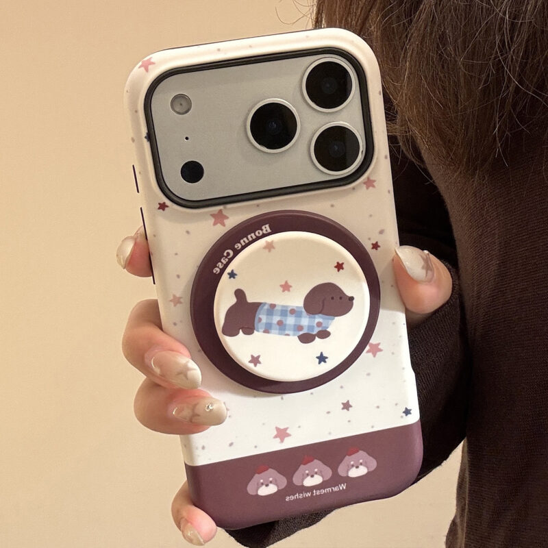 Vintage Starry Chocolate Doggy Stand iPhone Case-2