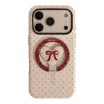 All-Over Red Polka Dot Bow Heart Magnetic Stand iPhone Case