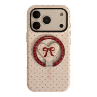 All-Over Red Polka Dot Bow Heart Magnetic Stand iPhone Case
