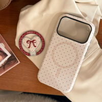 All-Over Red Polka Dot Bow Heart Magnetic Stand iPhone Case - Image 6