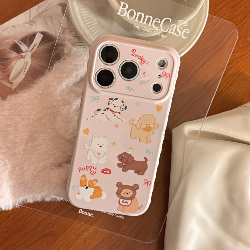 Cartoon Cute Puppies Magnetic Stand iPhone Case-14