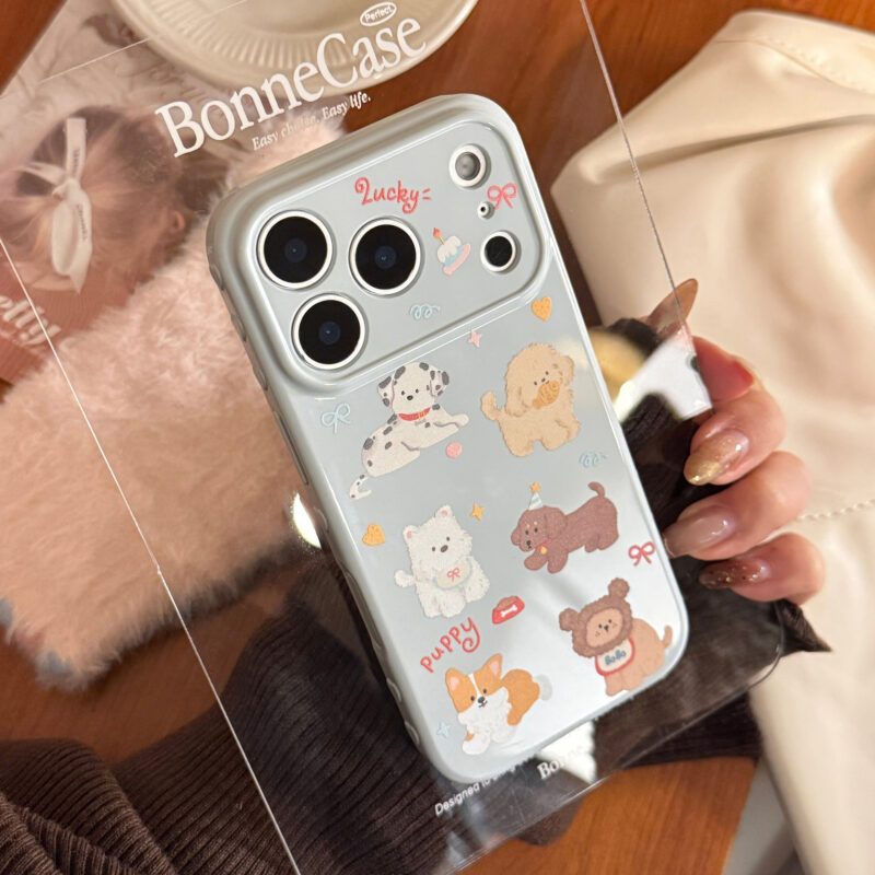 Cartoon Cute Puppies Magnetic Stand iPhone Case-15