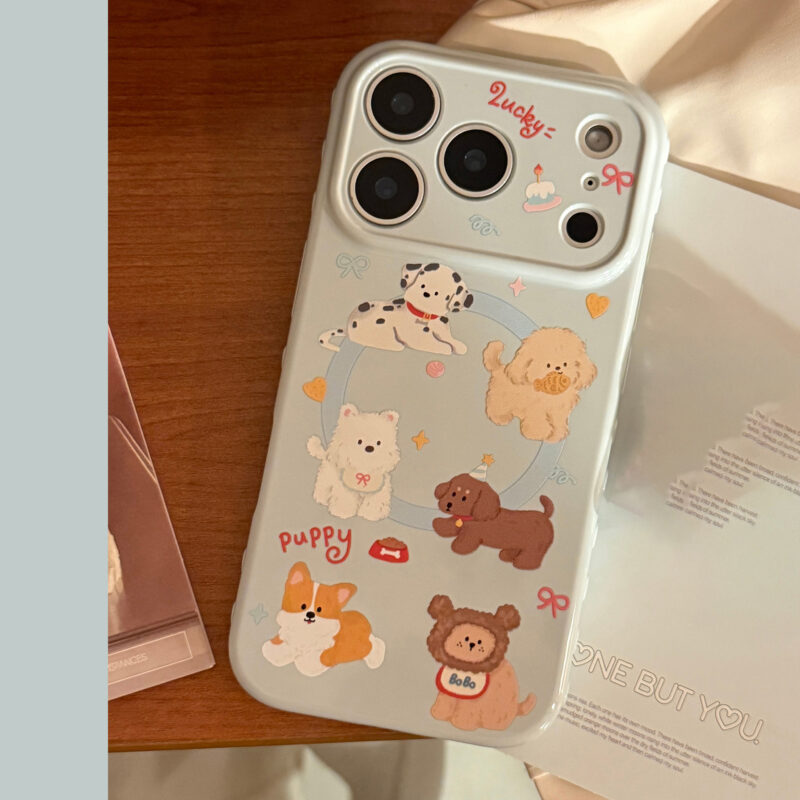 Cartoon Cute Puppies Magnetic Stand iPhone Case-16