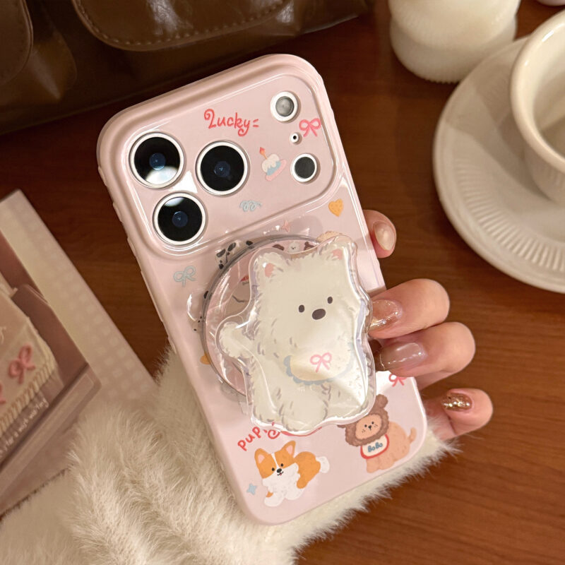 Cartoon Cute Puppies Magnetic Stand iPhone Case-9