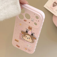 Cute 3D Plush Sheep Pink Soft Case iPhone Case - Image 5