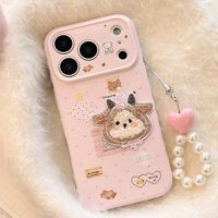 Cute 3D Plush Sheep Pink Soft Case iPhone Case - Image 3