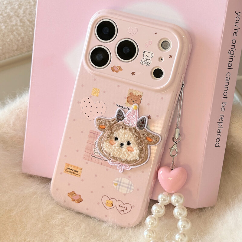 Cute 3D Plush Sheep Pink Soft Case iPhone Case-3
