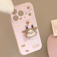 Cute 3D Plush Sheep Pink Soft Case iPhone Case - Image 2
