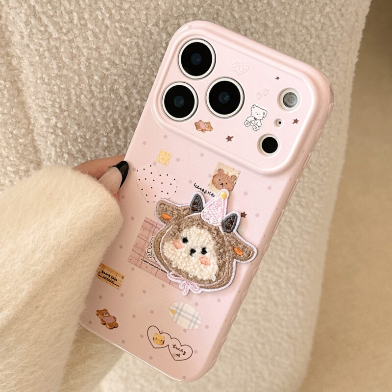 Cute 3D Plush Sheep Pink Soft Case iPhone Case-8