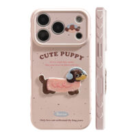 Cute Embroidered Puppy Kitten Soft iPhone Case