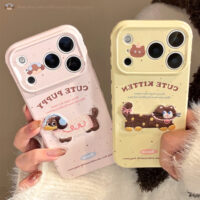 Cute Embroidered Puppy Kitten Soft iPhone Case - Image 3