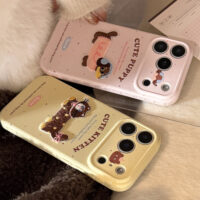 Cute Embroidered Puppy Kitten Soft iPhone Case - Image 4
